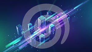 Futuristic Data Flow and Technology Digital Network Design